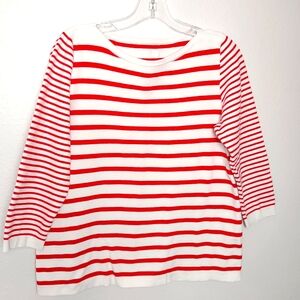 J. Crew 100% Cotton Pullover Striped 3/4 Sleeve Women Sweater Size Medium